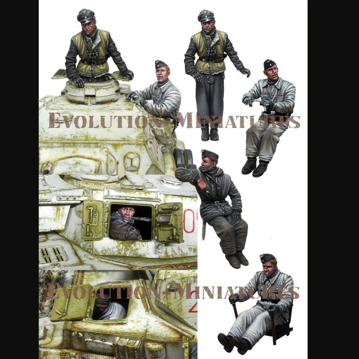 1/35 WWII German Tank Crew Kharkov 1943, 7 Figures, Resin Model Figure Kit, Unassembled and Unpainted