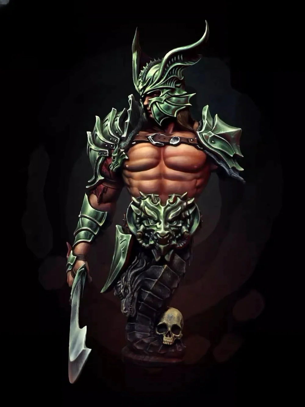 1/10 Demonic Warrior, 2 Figures, Resin Model Bust Kit, Fantasy Theme, Unassembled and Unpainted