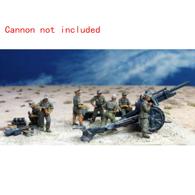1/72 WWII Allied North Africa Artillery, 6 Figures, Resin Model Diorama Kit, Unassembled and Unpainted