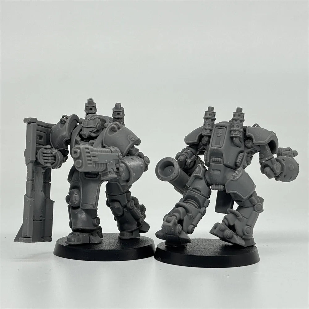 32mm GrimGuard Power Armor Infantry, 18 Figures, Resin Model Figure Kit, Sci-Fi Theme, Unassembled and Unpainted