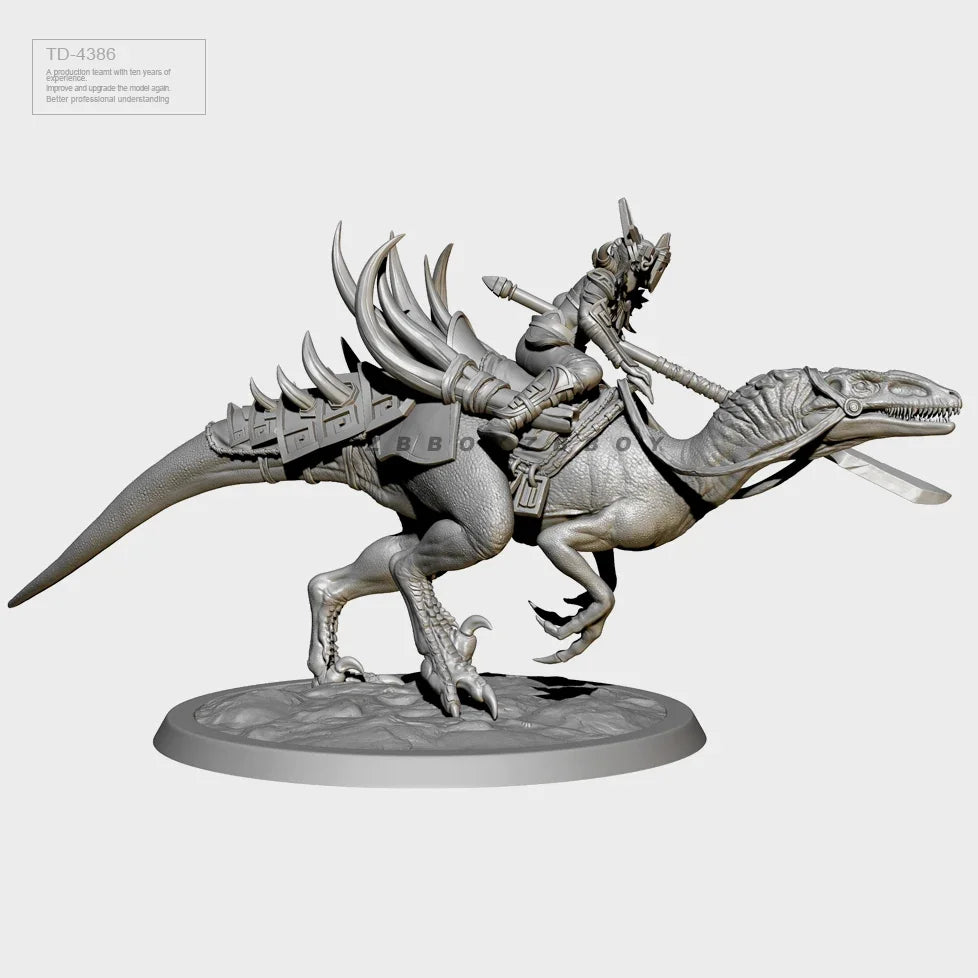 50mm Dragon-Mounted Armored Warrior, Resin Model Figure Kit, Fantasy Theme, Unassembled and Unpainted