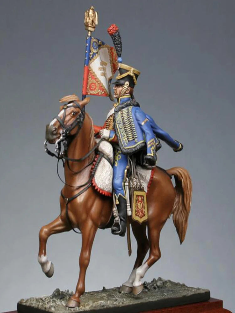 54mm Napoleonic 9th Light Cavalry Officer, Resin Model Figure Kit, Unassembled and Unpainted