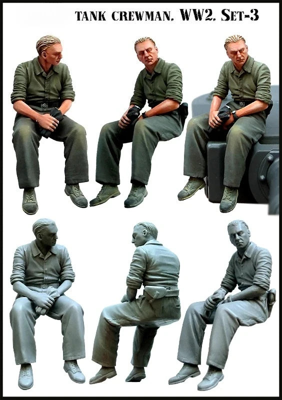 1/35 WWII German Tank Crewmen, 6 Figures, Resin Model Figure Kit, Unassembled and Unpainted