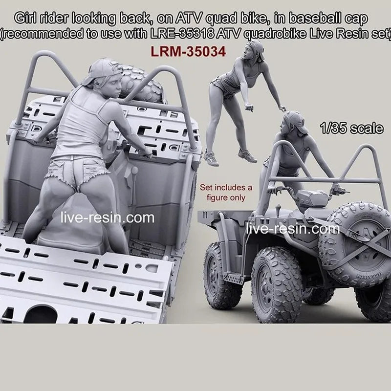 1/35 Modern Female Soldiers with ATV, 3 Figures, Resin Model Figure Kit, Unassembled and Unpainted