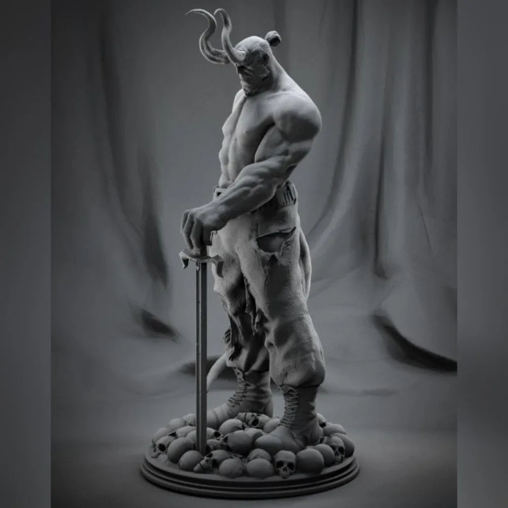 Red Demon Warrior, Resin Model Figure Kit, Fantasy Theme, Unassembled and Unpainted