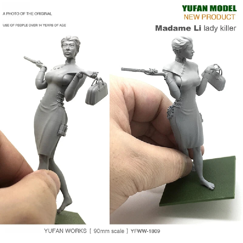 90mm Pin-up Madame Li, Resin Model Figure Kit, Unassembled and Unpainted