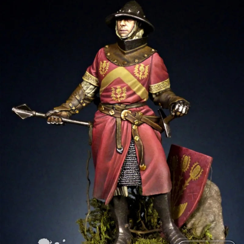 1/24 Medieval Knight in Red Heraldic Surcoat, Resin Model Figure Kit, Unassembled and Unpainted