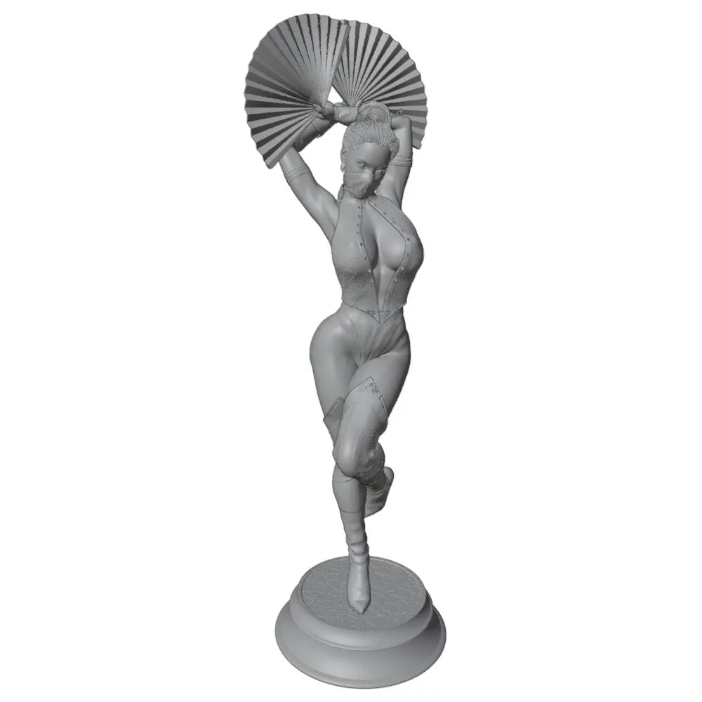 1/24 Female with Fan, Resin Model Figure Kit, Unassembled and Unpainted