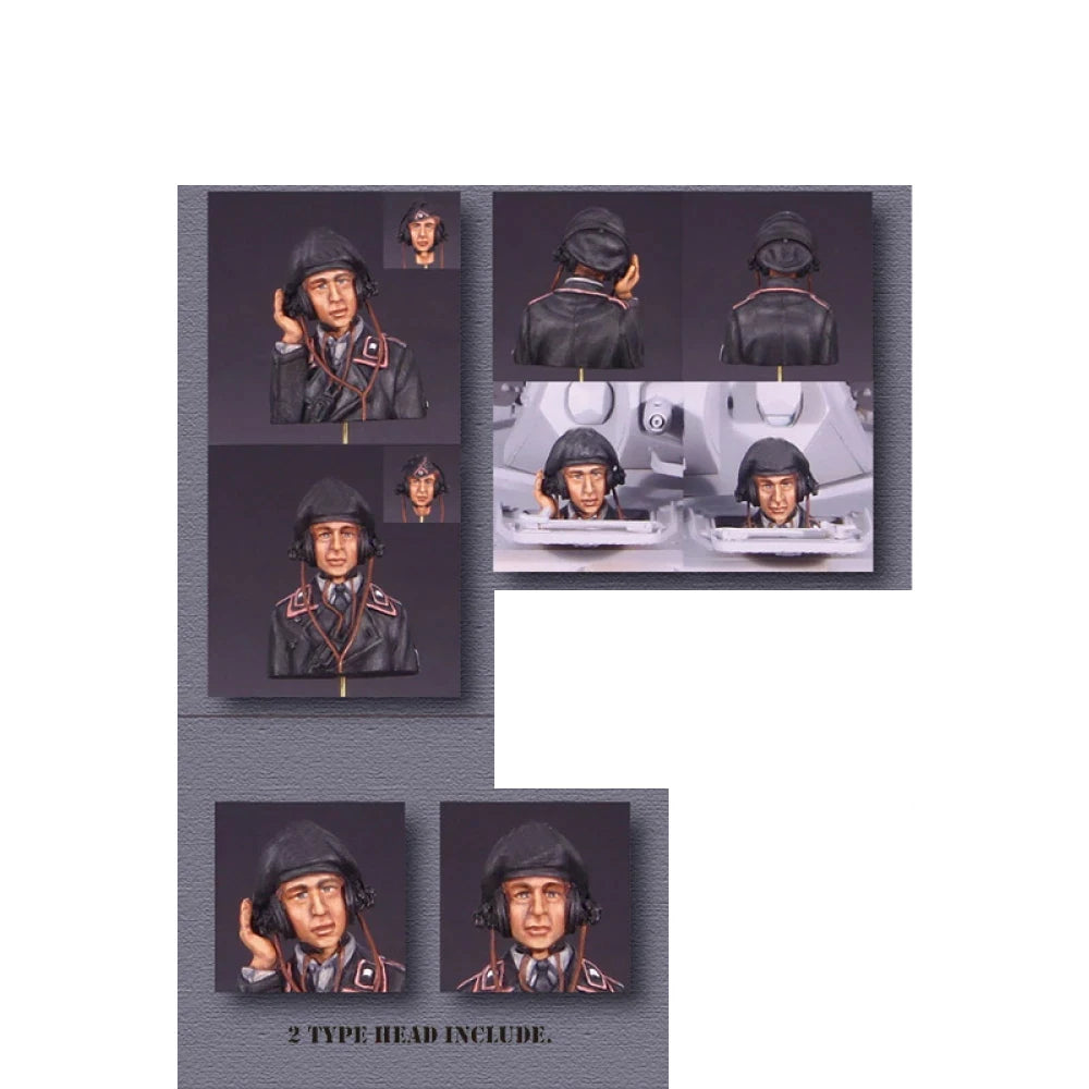 1/35 WWII German Tank Soldier Busts, 6 Figures, Resin Model Bust Kit, Unassembled and Unpainted