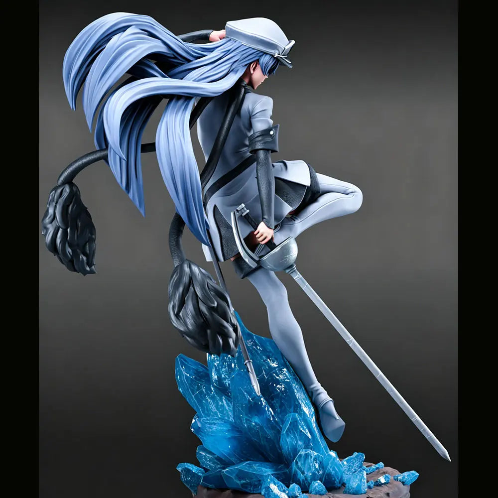 75mm Swordswoman with Blue Hair in White Combat Suit, Resin Model Figure Kit, Anime Theme, Unassembled and Unpainted