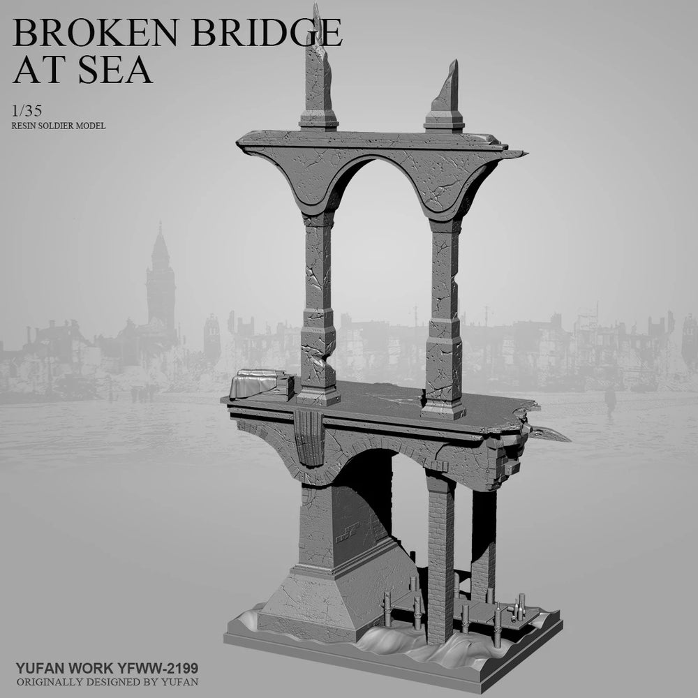 1/35 Ruins Bridge, Resin Model Terrain Kit, Fantasy Theme, Unpainted