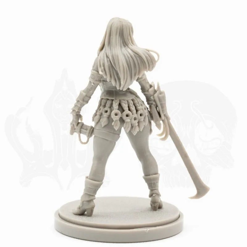 30mm Female Warrior with Dual Swords, Resin Model Figure Kit, Fantasy Theme, Unassembled and Unpainted