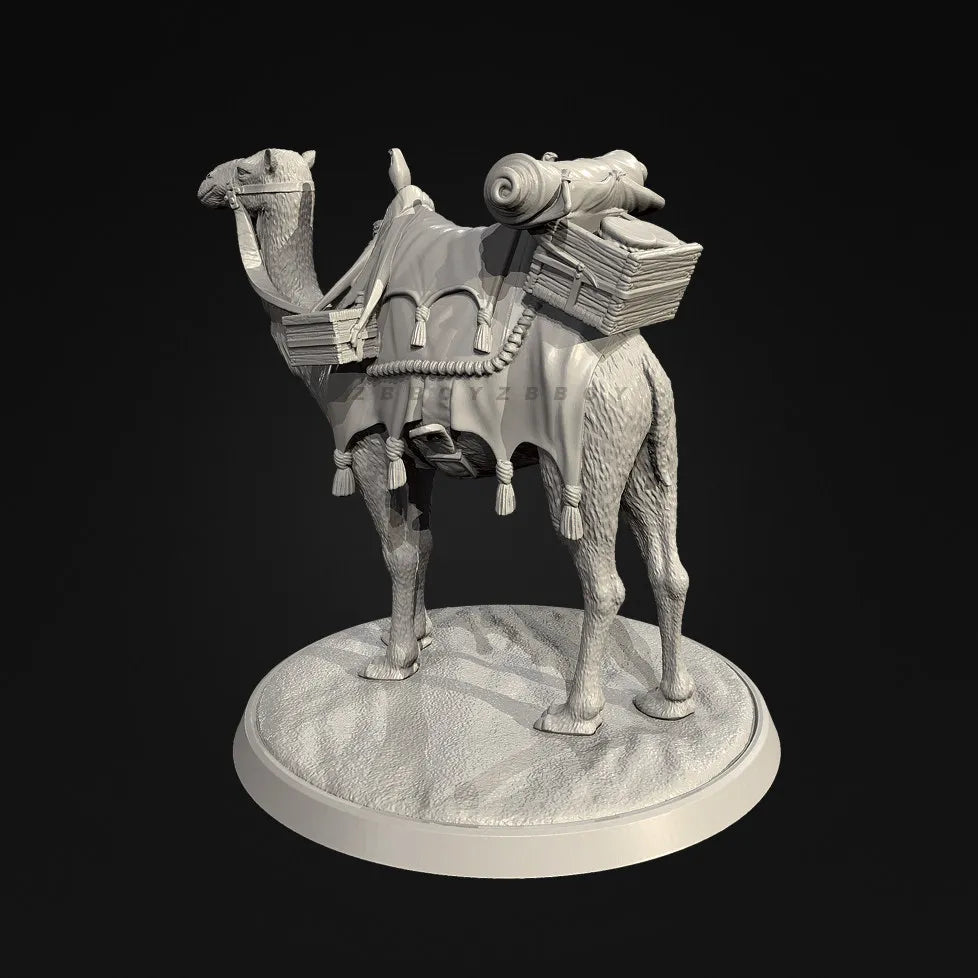 75mm Medieval Camel with Rider, Resin Model Creature Kit, Unassembled and Unpainted