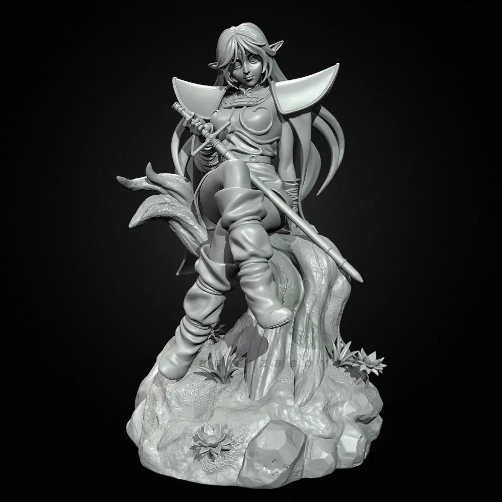 75mm Elf Warrior with Dual Scythes and Wing Armor, Resin Model Figure Kit, Fantasy Theme, Unassembled and Unpainted