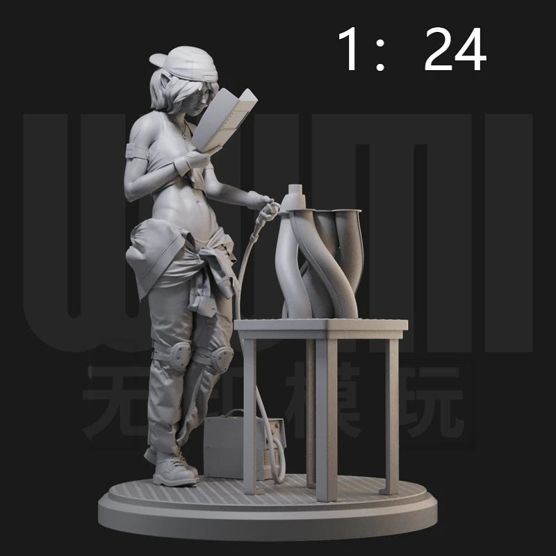 1/24 Female Mechanic, Resin Model Figure Kit, Unassembled and Unpainted