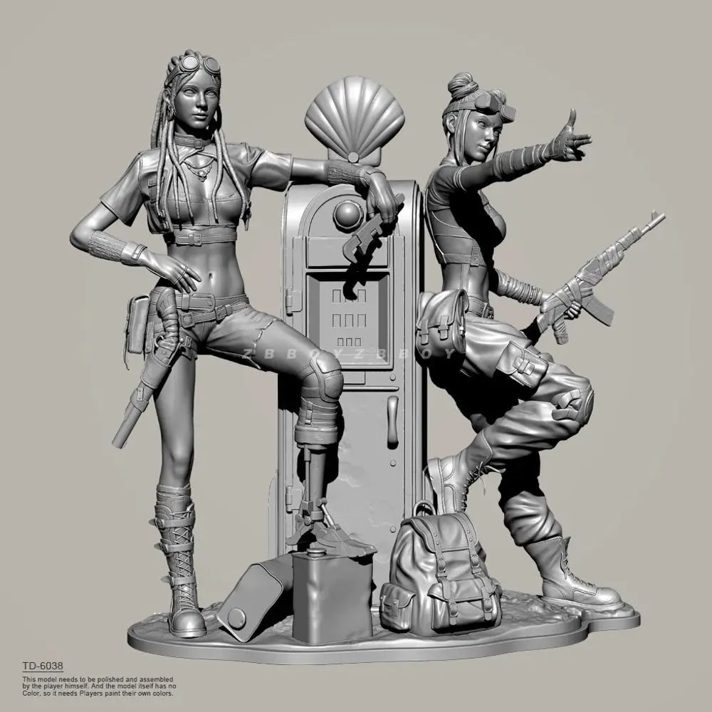 75mm Female Sci-Fi Soldiers, 3 Figures, Resin Model Figure Kit, Sci-Fi Theme, Unassembled and Unpainted