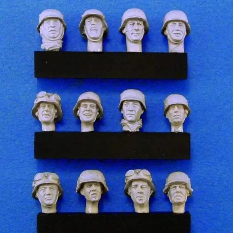 1/35 WWII Soldier Heads, 12 Figures, Resin Model Bust Kit, Unassembled and Unpainted