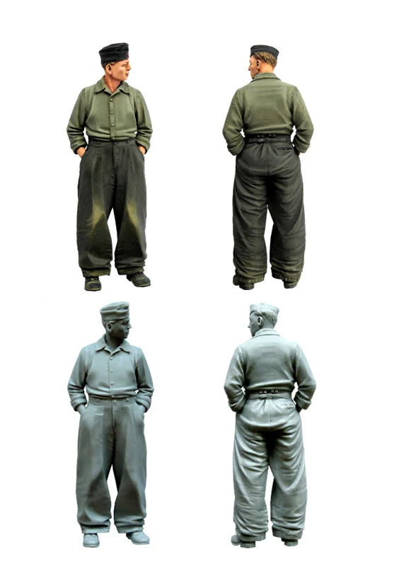 1/35 WWII British and French Infantry, 4 Figures, Resin Model Figure Kit, Unassembled and Unpainted