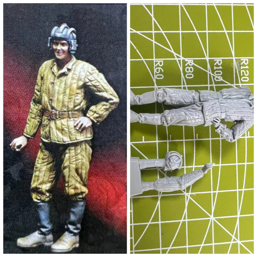 1/35 WWII Soviet Infantryman in Yellow Quilted Uniform, Resin Model Figure Kit, Unassembled and Unpainted