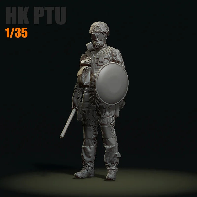 1/35 Modern Police Officers with Gas Masks, 2 Figures, Resin Model Figure Kit, Unassembled and Unpainted