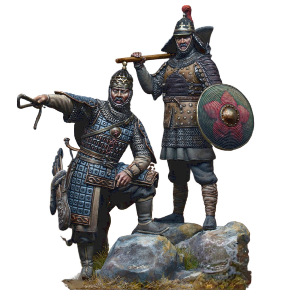 1/32 Medieval Mongol Warriors, 2 Figures, Resin Model Figure Kit, Unassembled and Unpainted