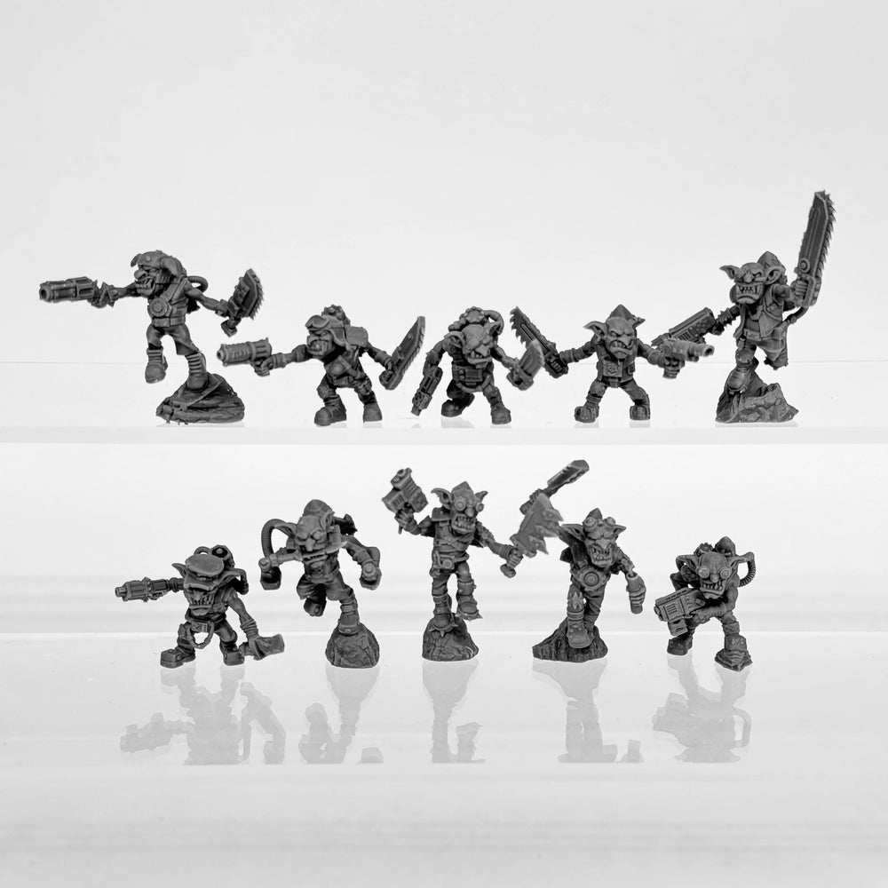 28mm Heavy Exoskeleton Infantry with Chainsaws and Cannons, Resin Model Figure Kit, Sci-Fi Theme, Unassembled and Unpainted