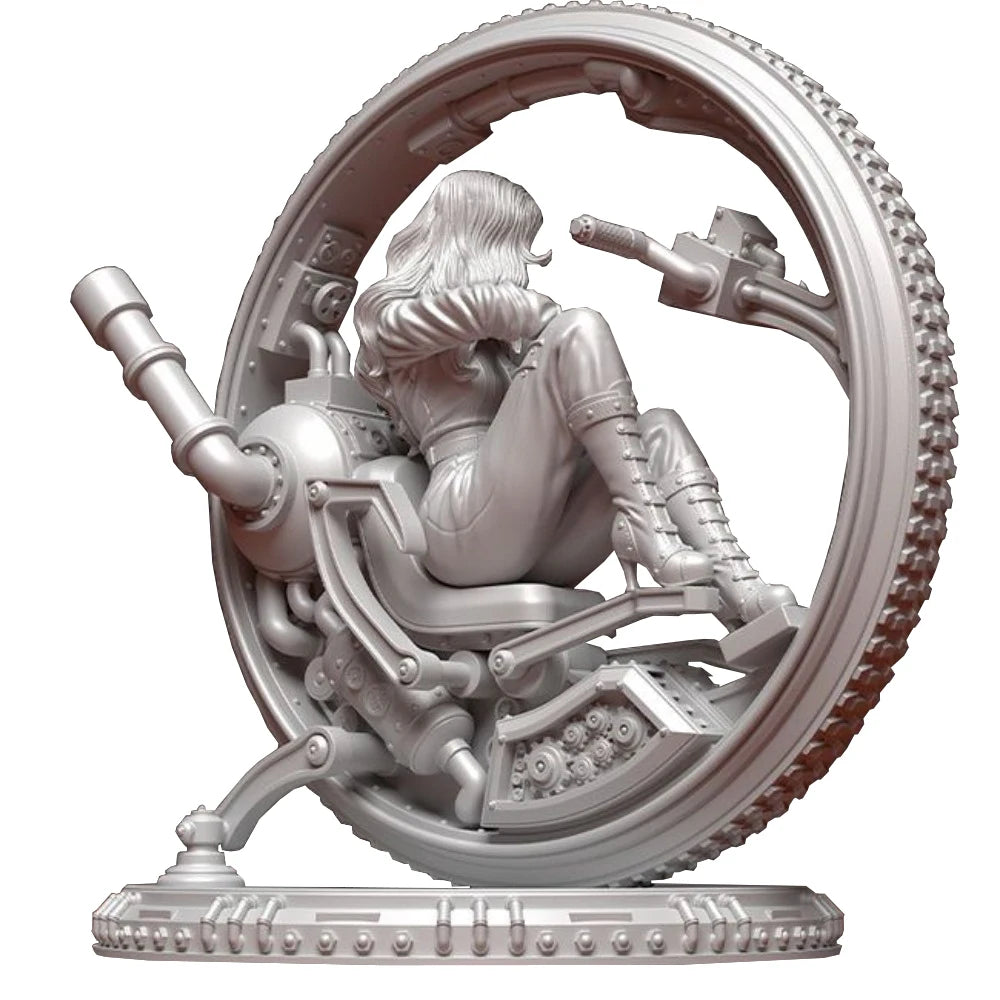 80mm Motorcycle Girl, Resin Model Figure Kit, Fantasy Theme, Unassembled and Unpainted