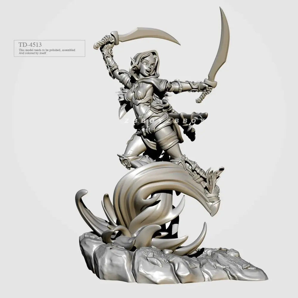 50mm Female Elf Warrior, Resin Model Figure Kit, Fantasy Theme, Unassembled and Unpainted
