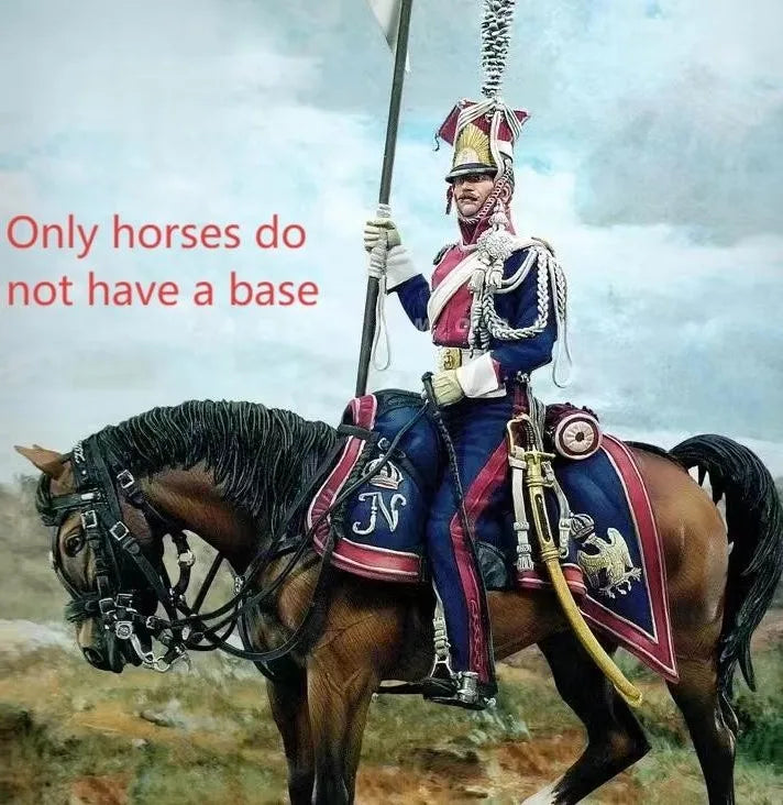 90mm Napoleonic Mounted Cavalry Officer, Resin Model Figure Kit, Unassembled and Unpainted