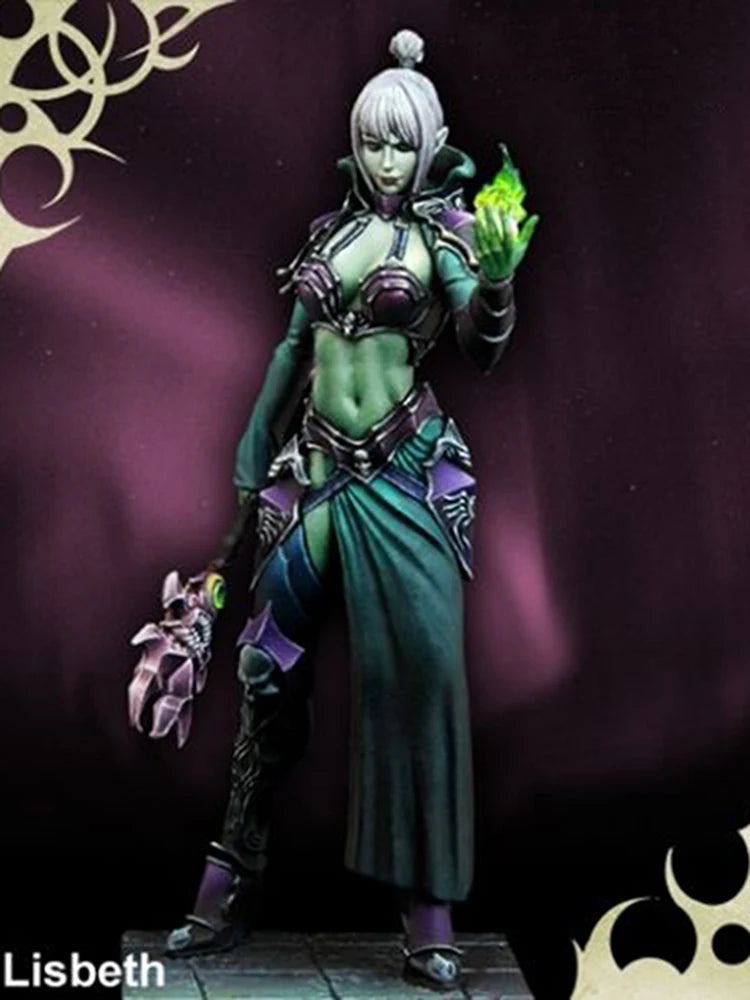 1/24 Female Fantasy Warrior with Ornate Armor, Resin Model Figure Kit, Fantasy Theme, Unassembled and Unpainted