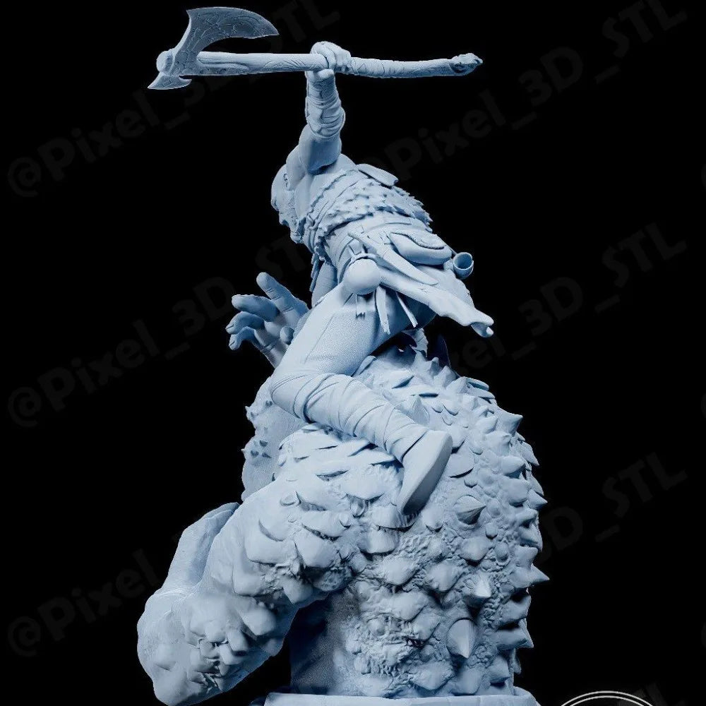 Barbarian Warrior Beast, 2 Figures, Resin Model Figure Kit, Fantasy Theme, Unassembled and Unpainted