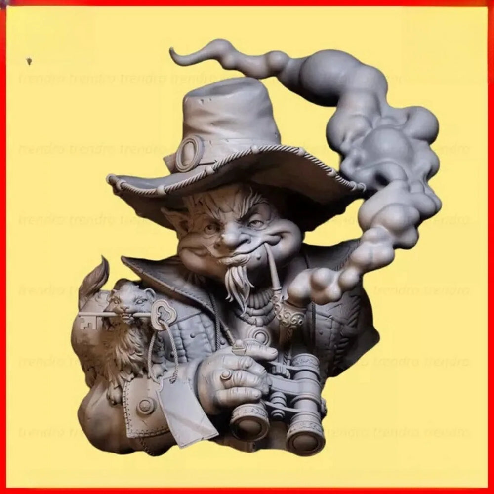 1/10 Wizard Cat Casting Arcane Spell, Resin Model Bust Kit, Fantasy Theme, Unassembled and Unpainted
