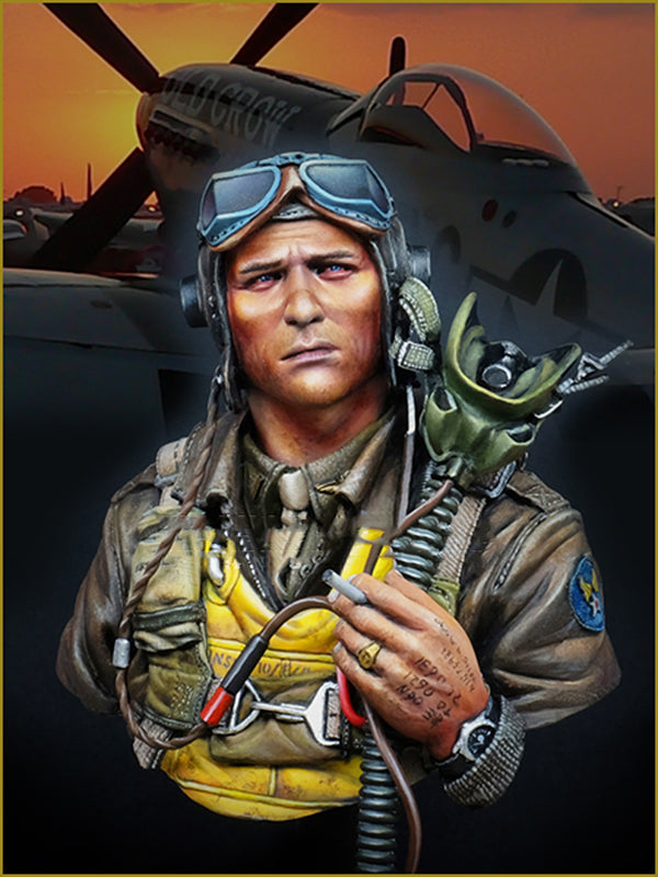 1/10 WWII US WWII Fighter Pilot, Resin Model Bust Kit, Unassembled and Unpainted