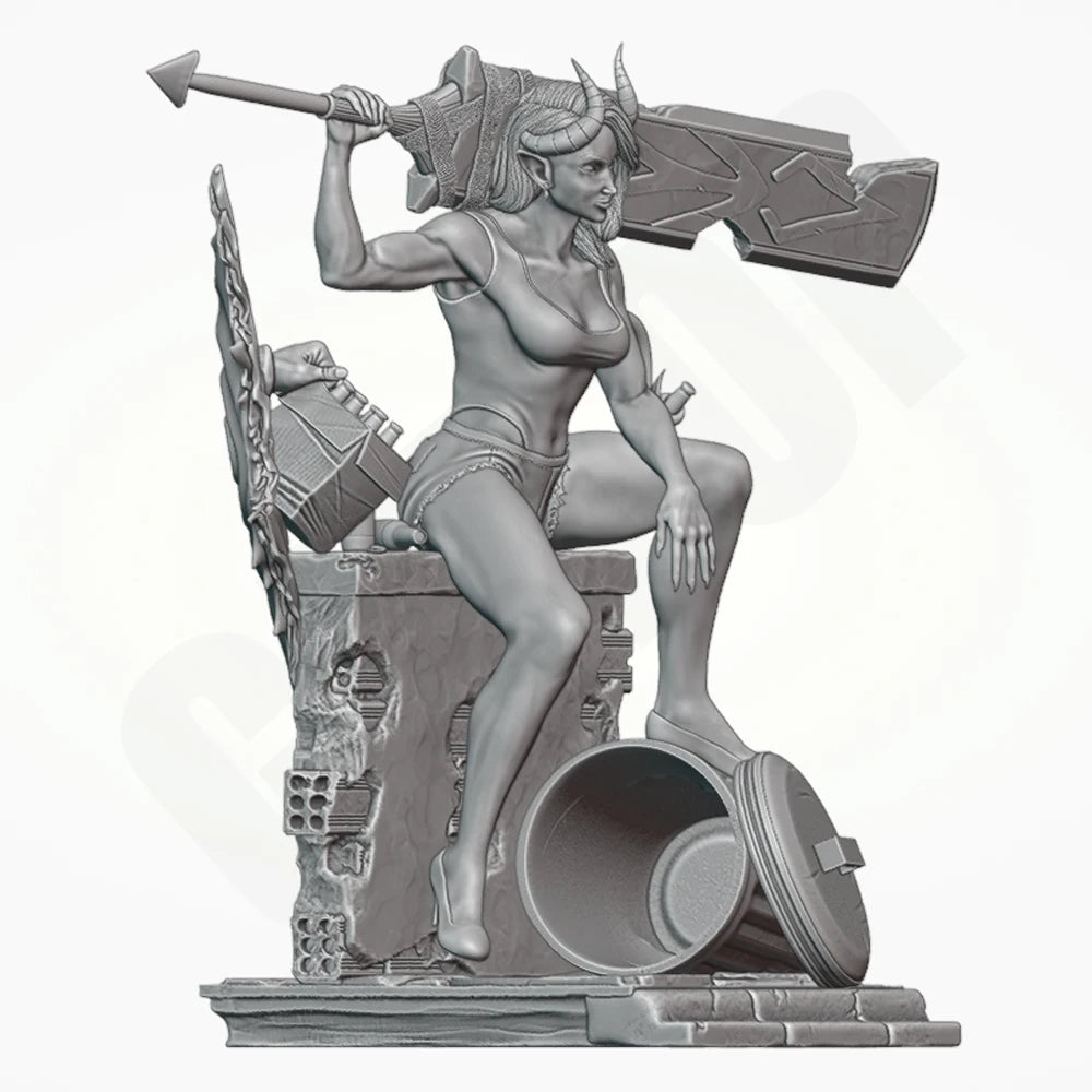 1/12 Devil Girl Warrior, Resin Model Figure Kit, Fantasy Theme, Unassembled and Unpainted