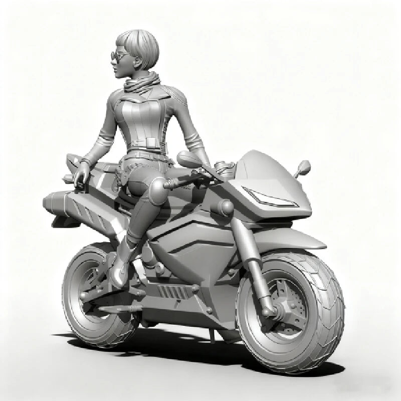 75mm Modern Female Rider, Resin Model Figure Kit, Unassembled and Unpainted