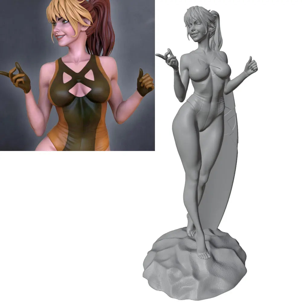 1/24 Fantasy Female Swordswoman, Resin Model Figure Kit, Unassembled and Unpainted