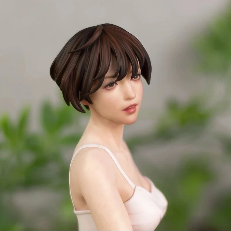 1/6 Asian Female with Interchangeable Hair, Resin Model Bust Kit, Unassembled and Unpainted