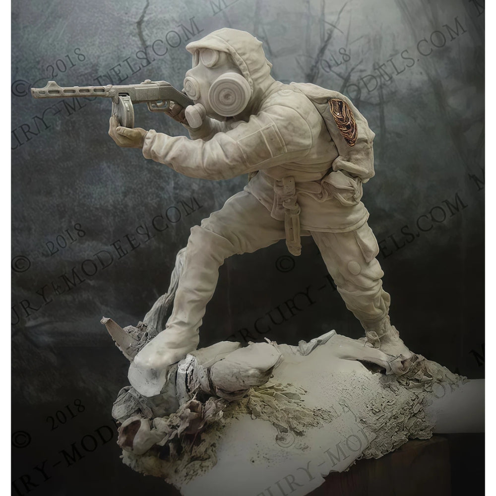 54mm Modern Soldier with Gas Mask, Resin Model Figure Kit, Unassembled and Unpainted