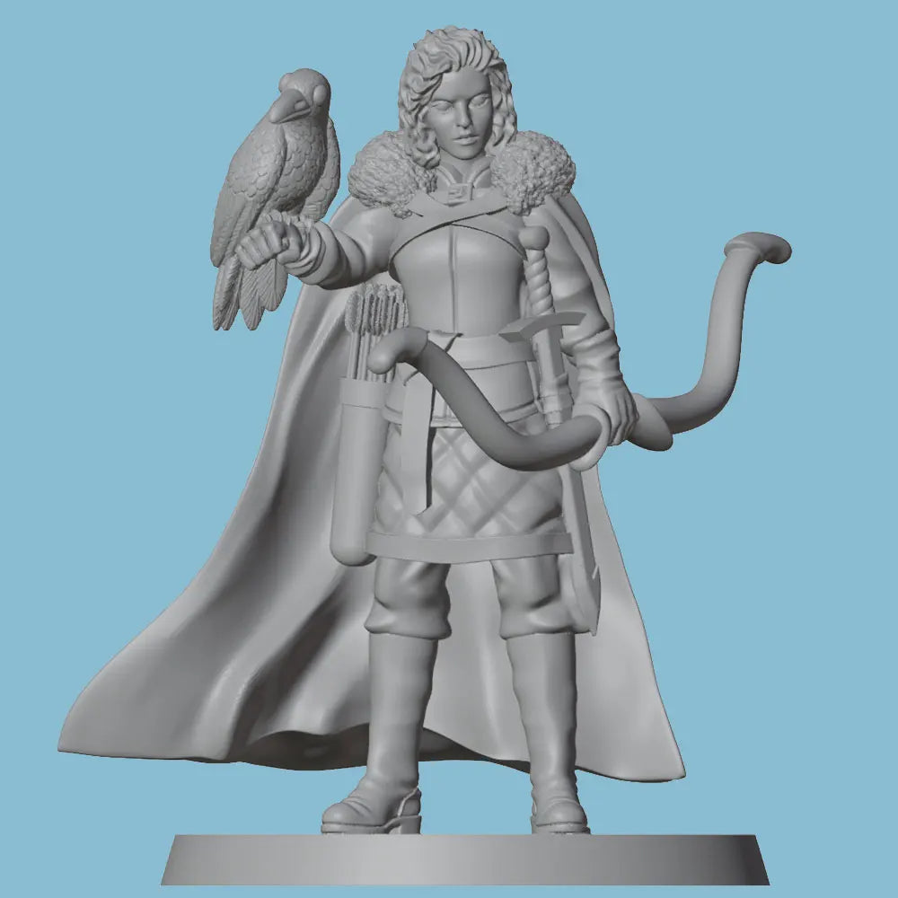 75mm Medieval Archer with Bird, Resin Model Figure Kit, Unassembled and Unpainted