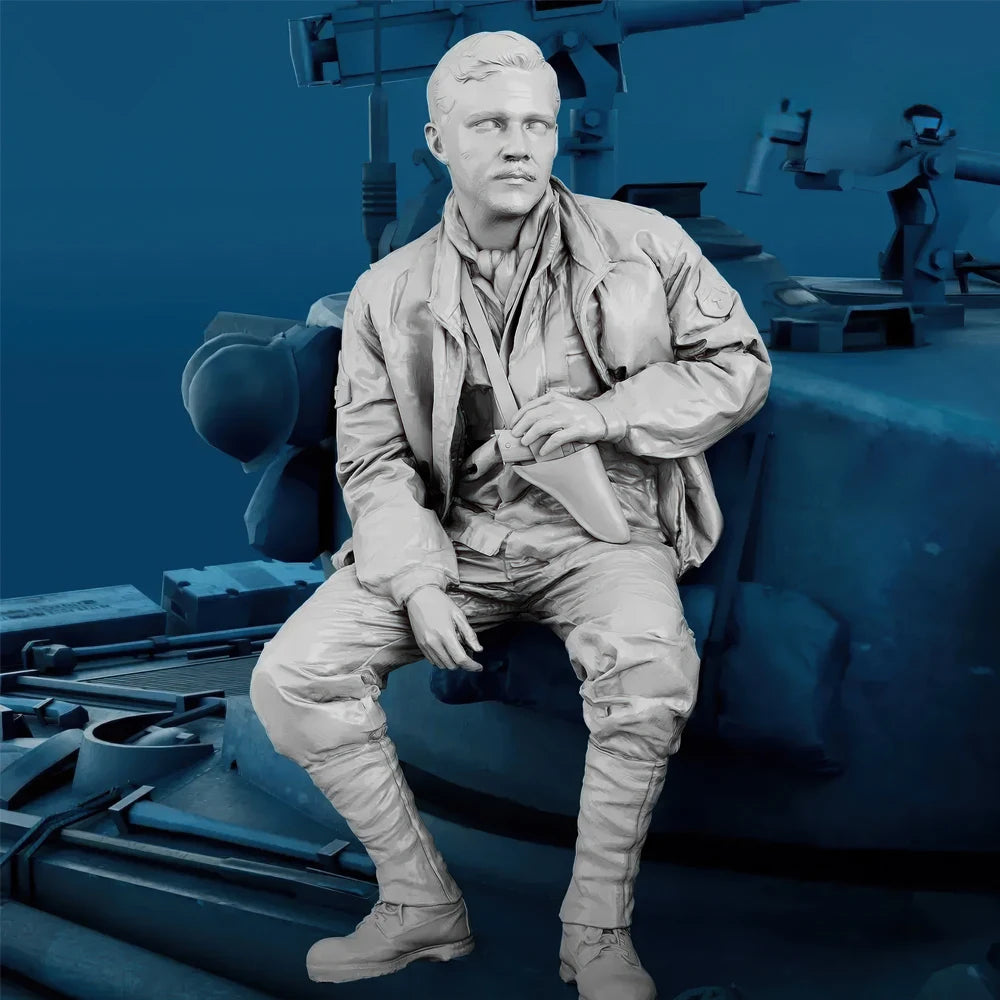 1/35 WWII Tank Gunner, Resin Model Figure Kit, Unassembled and Unpainted