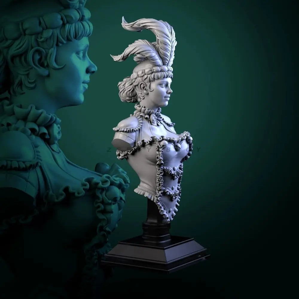 85mm Baroque Female Aristocrat, Resin Model Bust Kit, Historical Theme, Unassembled and Unpainted