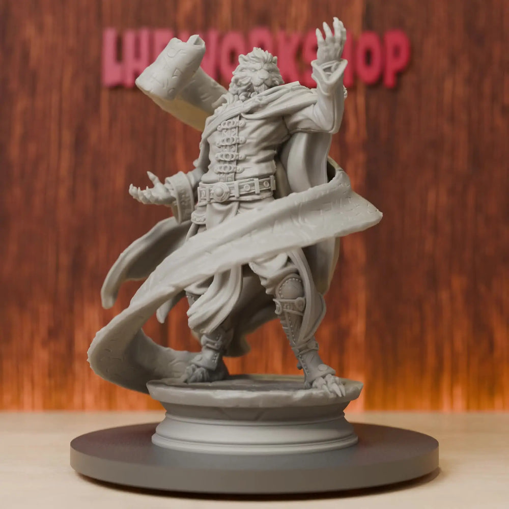 75mm Lionfolk Scroll Sorcerer, Resin Model Figure Kit, Fantasy Theme, Unassembled and Unpainted