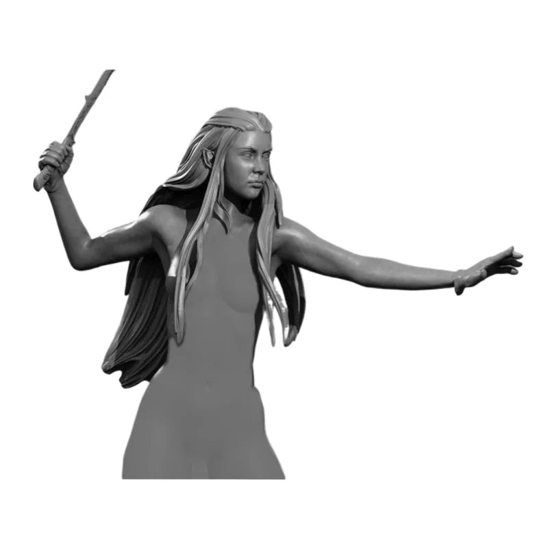 1/24 Long-Haired Elf Warrior with Sword, Resin Model Figure Kit, Fantasy Theme, Unassembled and Unpainted