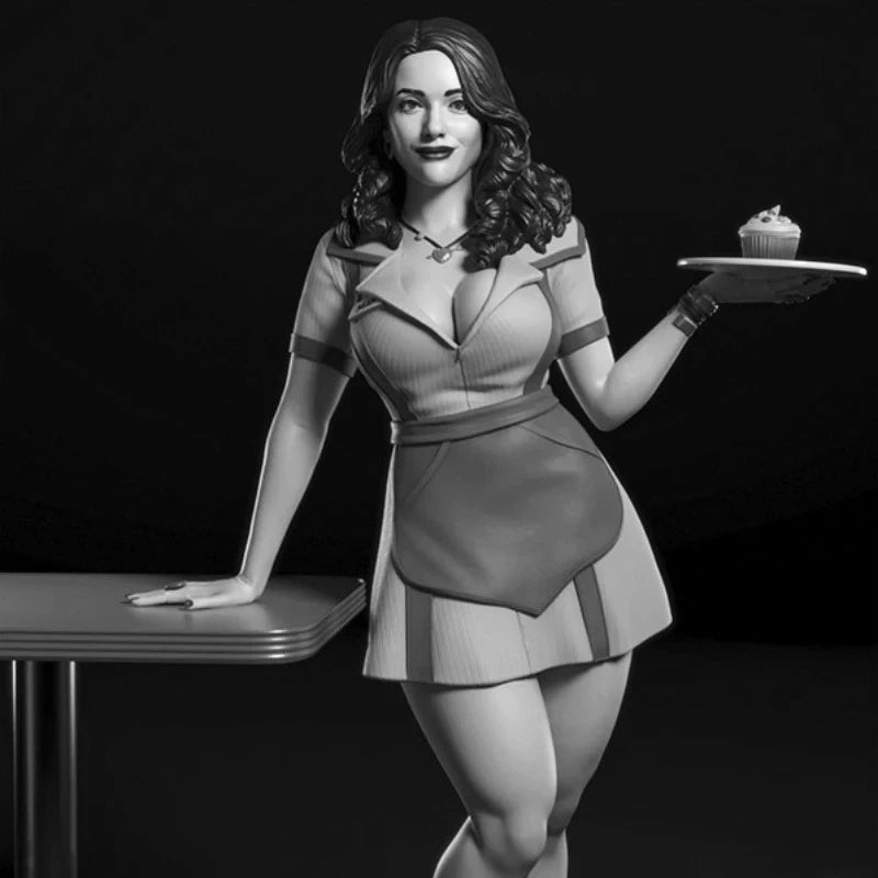 1/24 Waitress with Accessories, Resin Model Figure Kit, Unassembled and Unpainted