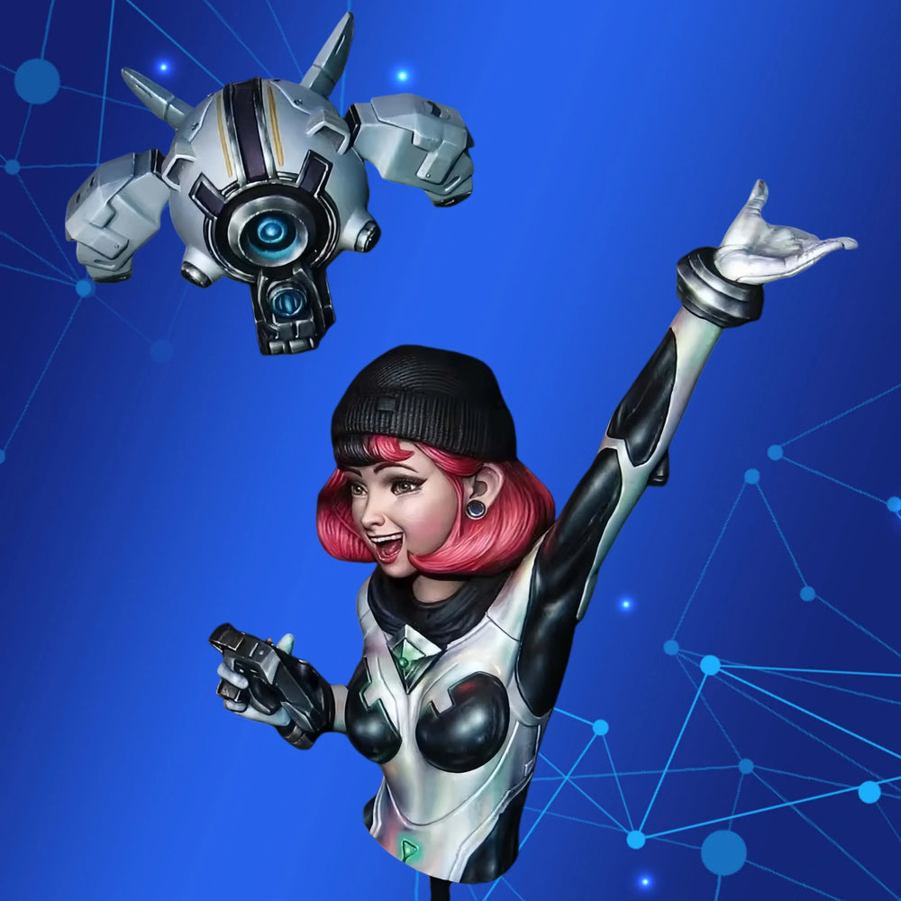 1/10 Mechanical Cyborg Girl, Resin Model Bust Kit, Sci-Fi Theme, Unassembled and Unpainted