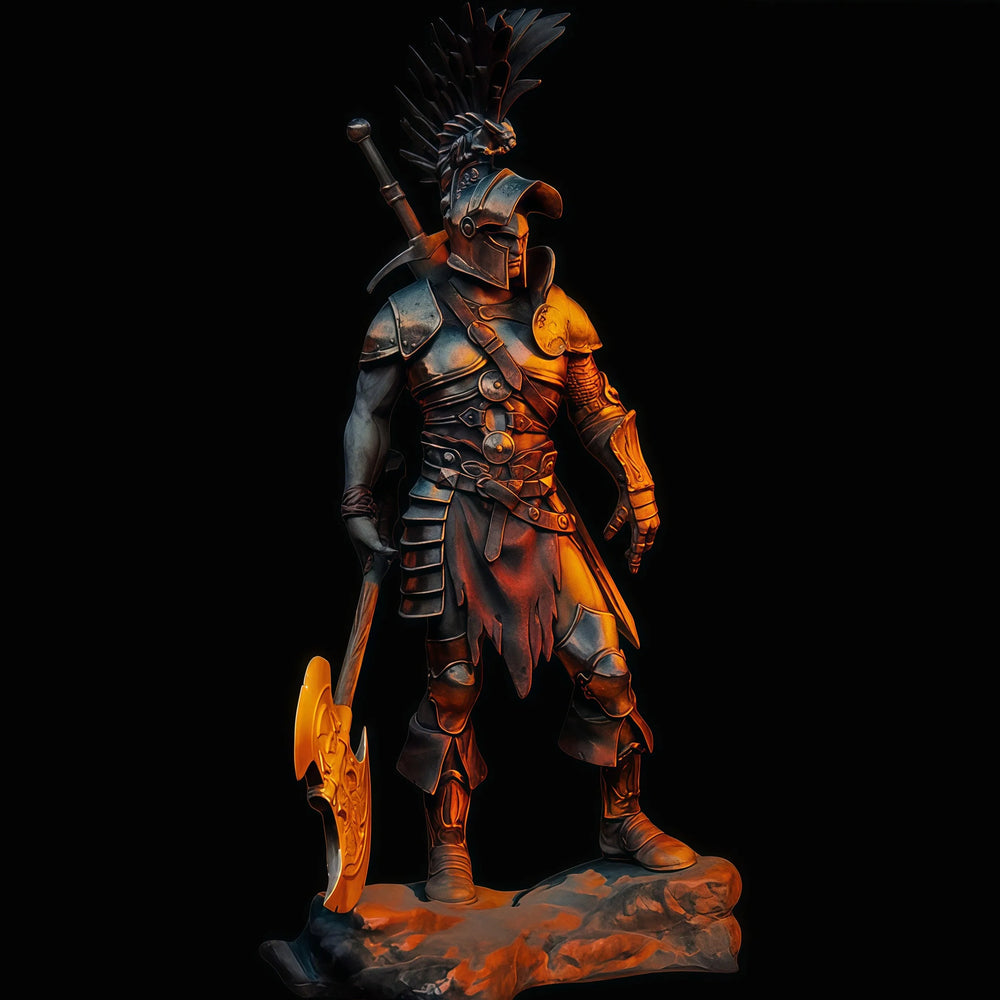 1/24 Ancient Roman Gladiator with Crested Helmet and Axe, Resin Model Figure Kit, Unassembled and Unpainted