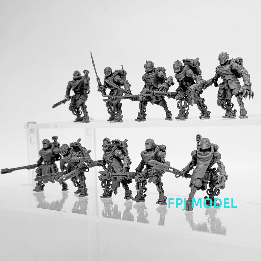 Scavenger Junkbots, 10 Figures, Resin Model Figure Kit, Sci-Fi Theme, Unassembled and Unpainted