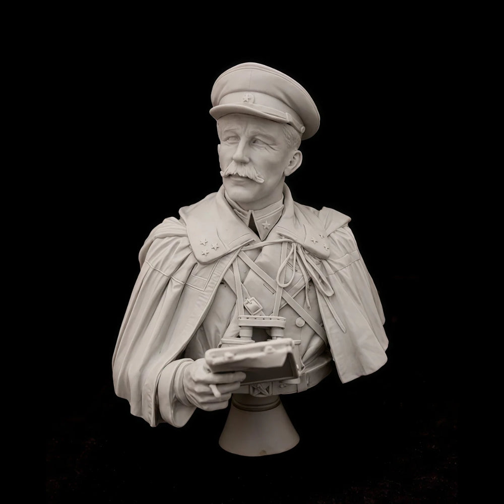 1/10 Napoleonic Officer in Bicorne and Cape, Resin Model Bust Kit, Unassembled and Unpainted