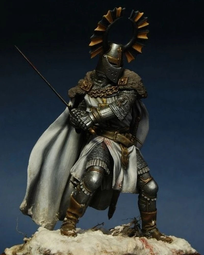 90mm Medieval Teutonic Knight with Polearm Wide Stance, Resin Model Figure Kit, Unassembled and Unpainted