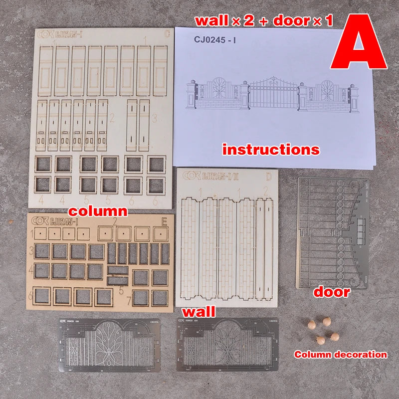 1/35 WWII Architectural Gates & Walls, Resin Model Diorama Kit, Unassembled and Unpainted